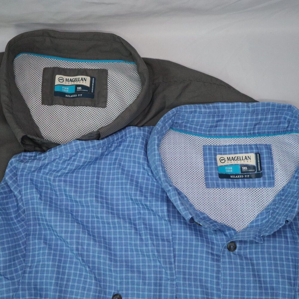 Magellan Outdoors Fish Shirt set of 2 Dark Gray & Blue Long Sleeve Size 3XL